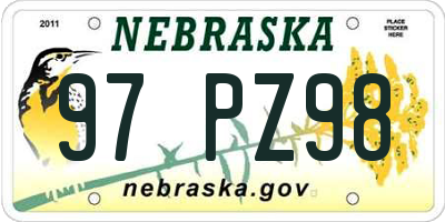 NE license plate 97PZ98