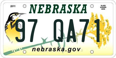 NE license plate 97QA71
