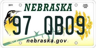 NE license plate 97QB09