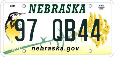 NE license plate 97QB44