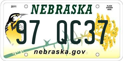 NE license plate 97QC37