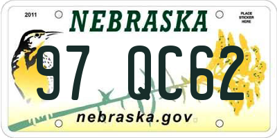 NE license plate 97QC62
