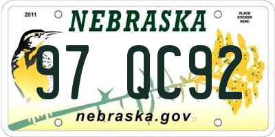 NE license plate 97QC92