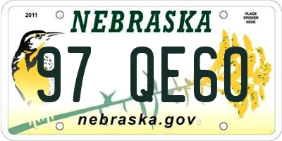 NE license plate 97QE60
