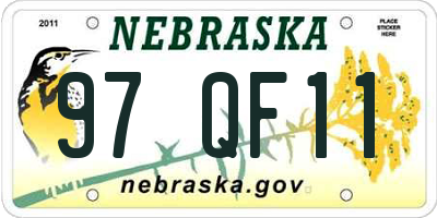 NE license plate 97QF11