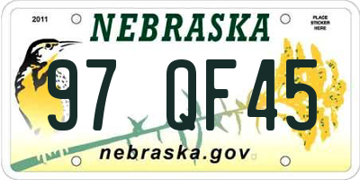 NE license plate 97QF45