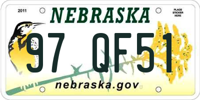 NE license plate 97QF51