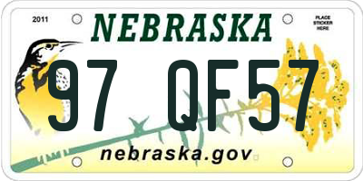NE license plate 97QF57