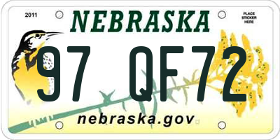 NE license plate 97QF72