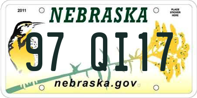 NE license plate 97QI17