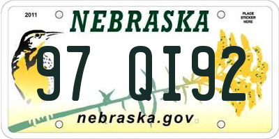 NE license plate 97QI92