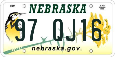 NE license plate 97QJ16