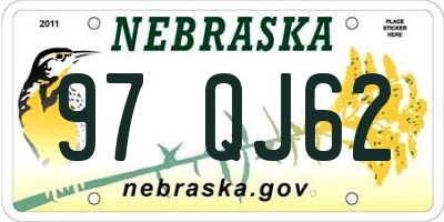 NE license plate 97QJ62