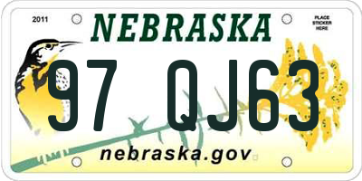 NE license plate 97QJ63