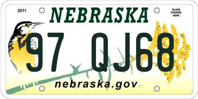 NE license plate 97QJ68