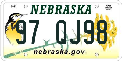 NE license plate 97QJ98