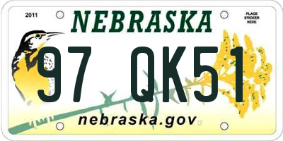 NE license plate 97QK51