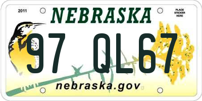 NE license plate 97QL67