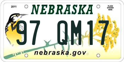 NE license plate 97QM17