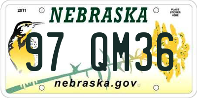 NE license plate 97QM36