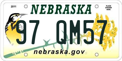 NE license plate 97QM57