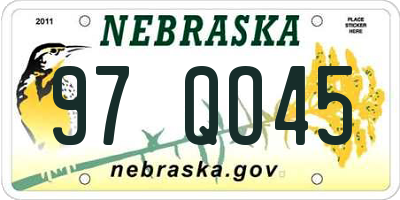 NE license plate 97QO45