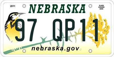 NE license plate 97QP11