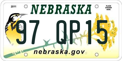 NE license plate 97QP15