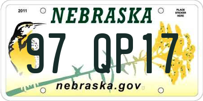NE license plate 97QP17