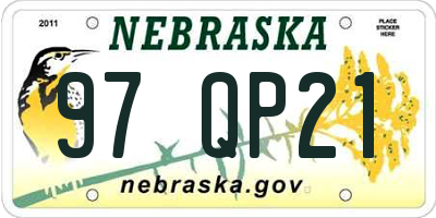 NE license plate 97QP21