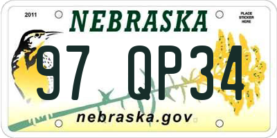 NE license plate 97QP34
