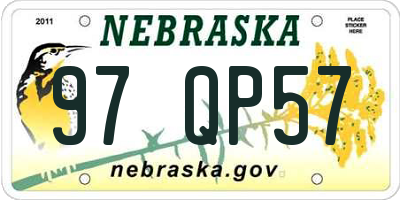 NE license plate 97QP57