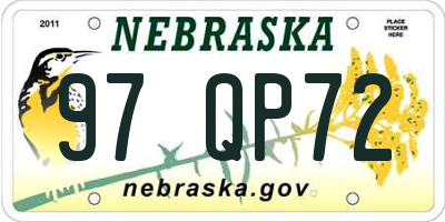 NE license plate 97QP72