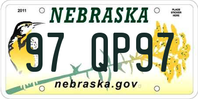 NE license plate 97QP97