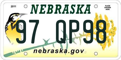 NE license plate 97QP98