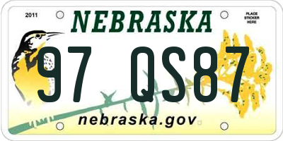 NE license plate 97QS87