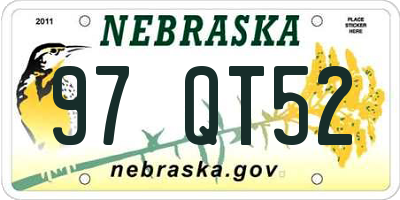 NE license plate 97QT52