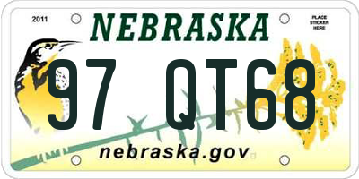 NE license plate 97QT68