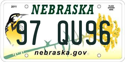 NE license plate 97QU96