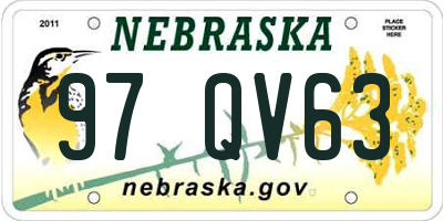 NE license plate 97QV63
