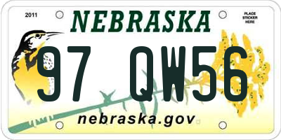 NE license plate 97QW56