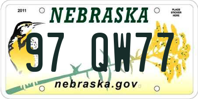 NE license plate 97QW77