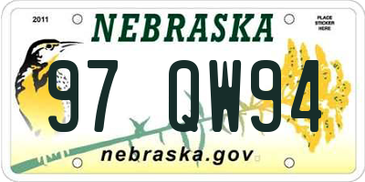 NE license plate 97QW94