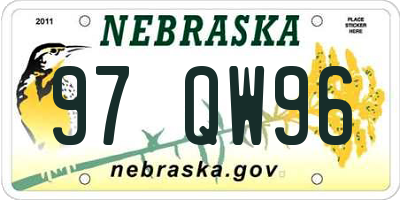 NE license plate 97QW96