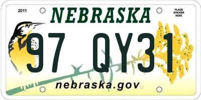 NE license plate 97QY31