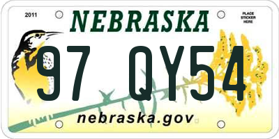 NE license plate 97QY54