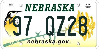 NE license plate 97QZ28