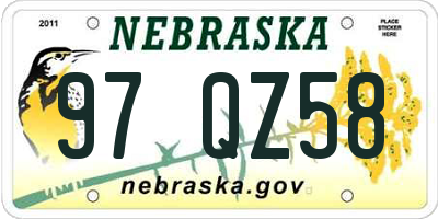 NE license plate 97QZ58