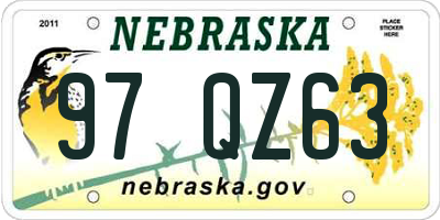 NE license plate 97QZ63