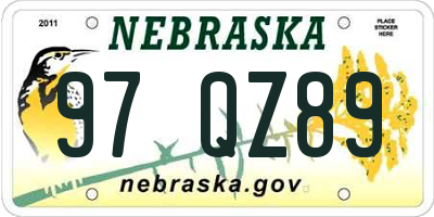 NE license plate 97QZ89